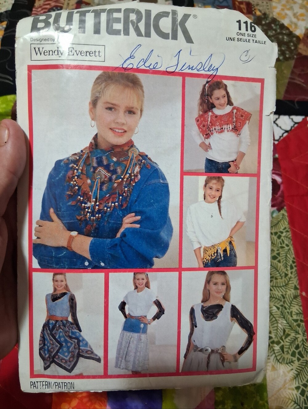 Butterick Sewing Pattern 116 Women's Bandanna Scarf Collae Belt Skirt Headbands